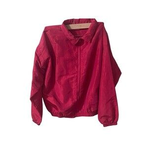 Vintage Body Wrappers Pink  Zip Windbreaker Size Large With Pockets RARE